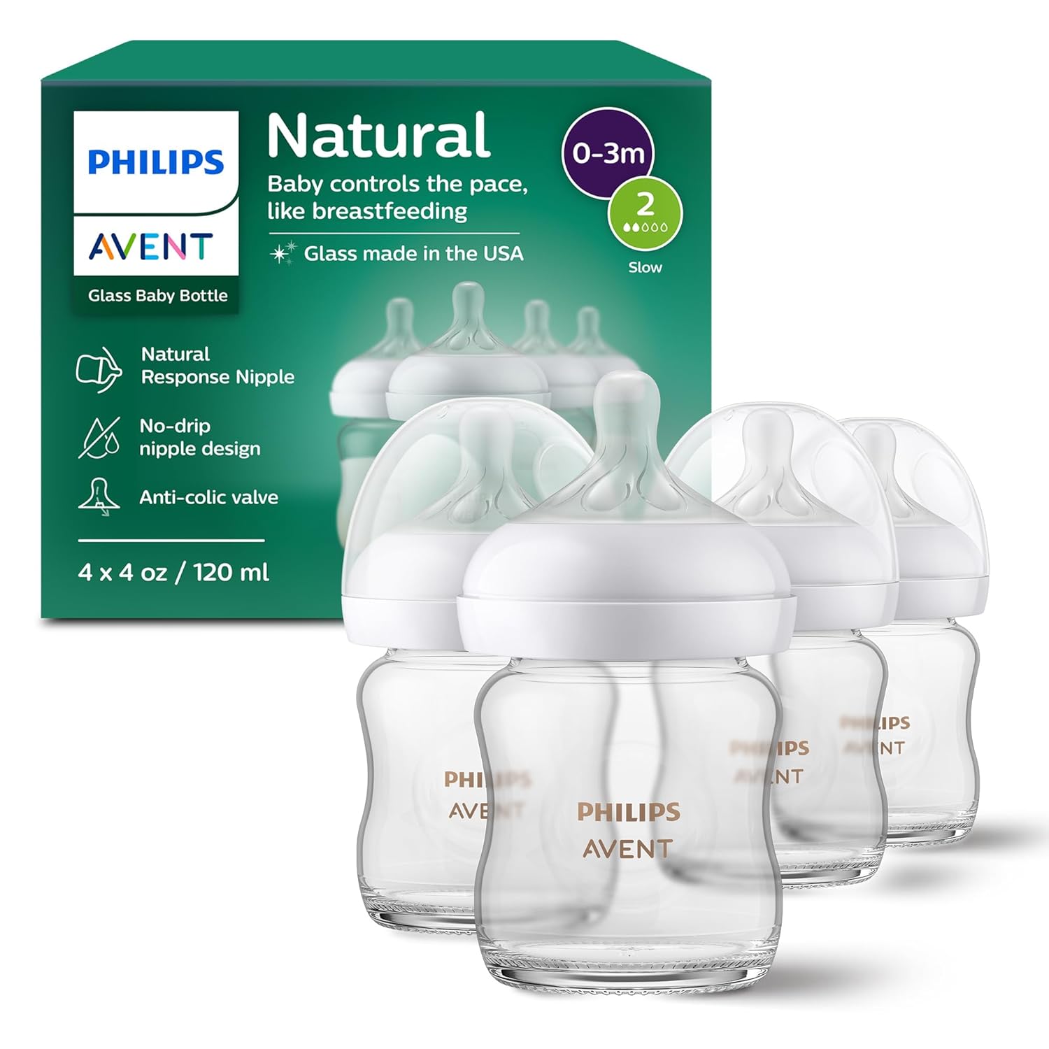 Teteros Avent Natural De Cristal 4 Oz Pack X4