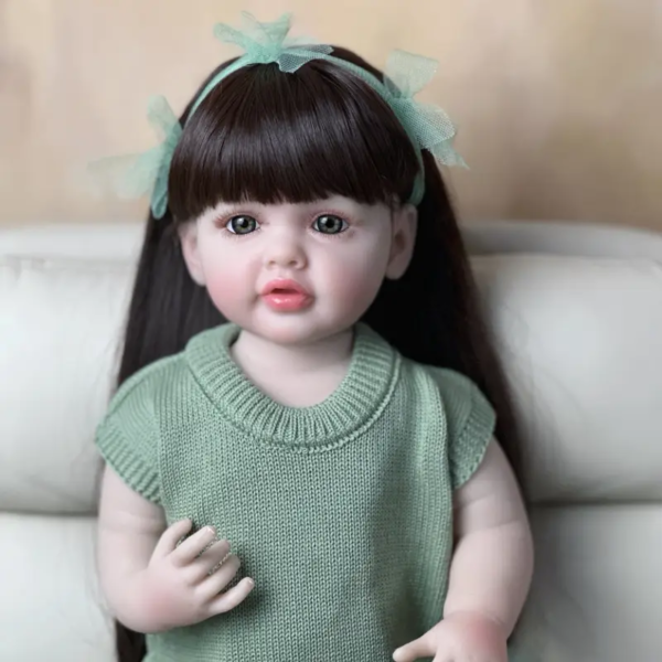 Muñeca Bebe Reborn Cuerpo Silicona Cabello Castaño Charlotte