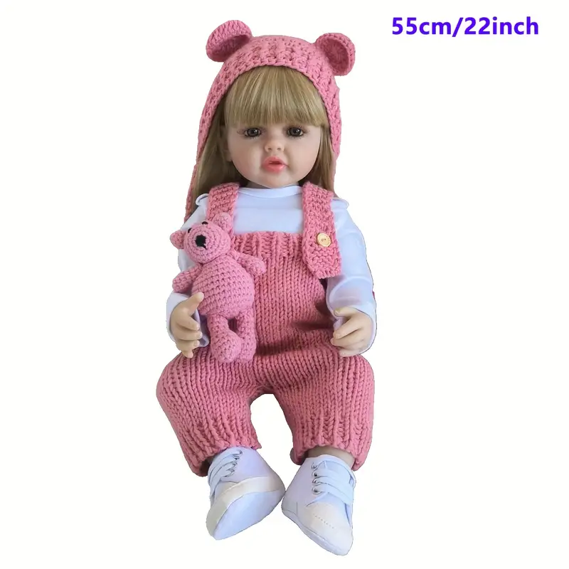 Reborn Cuerpo de Silicona Overol de Lana Rosa Amber - Imagen 3