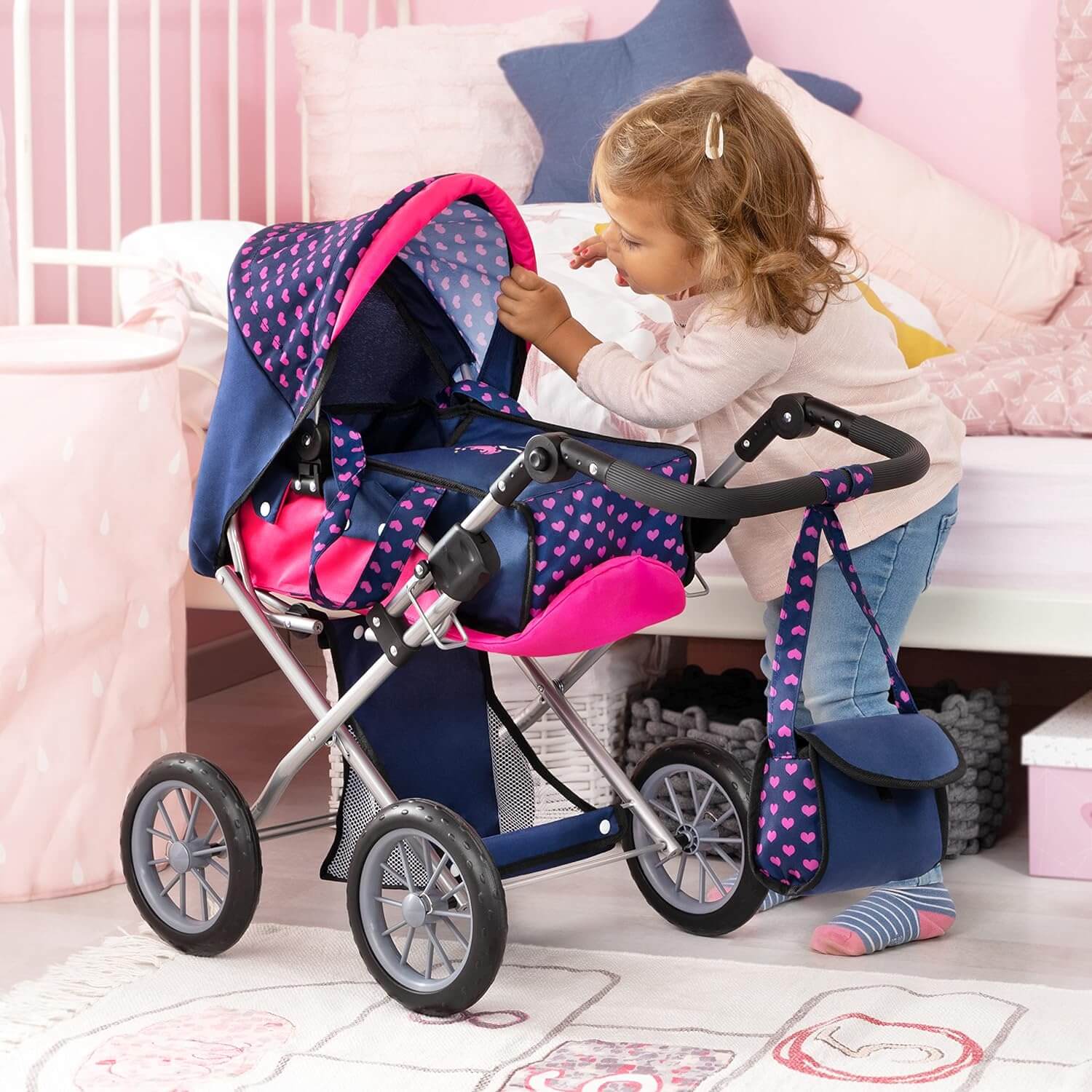 Coche Plegable Para Muñecas Realistas Reborn Con Bolso - Imagen 3