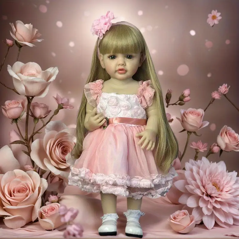 Reborn Silicona Rubia Vestido Rosado Francesca