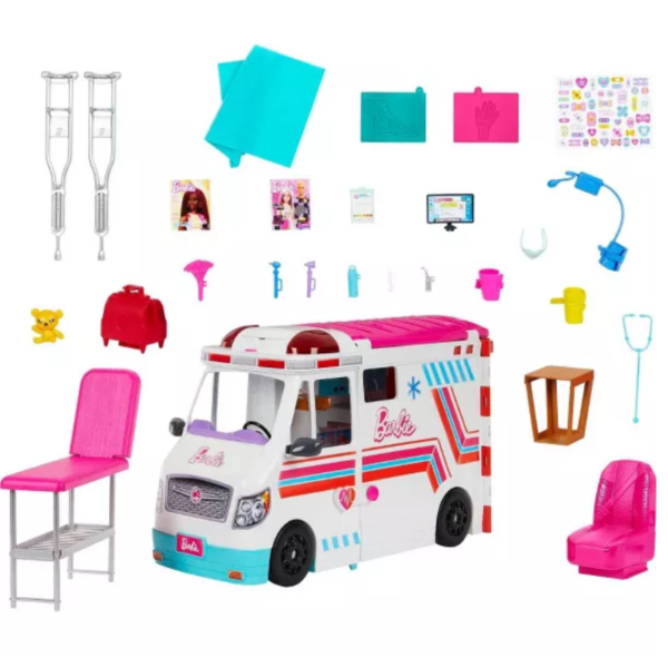 Carro Barbie Ambulancia Y Hospital 2 En 1 Luces Y Sonidos
