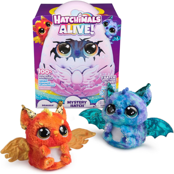 Juguete Huevo Hatchimals Alive Mascota Interactiva Dragón Azul y Naranja