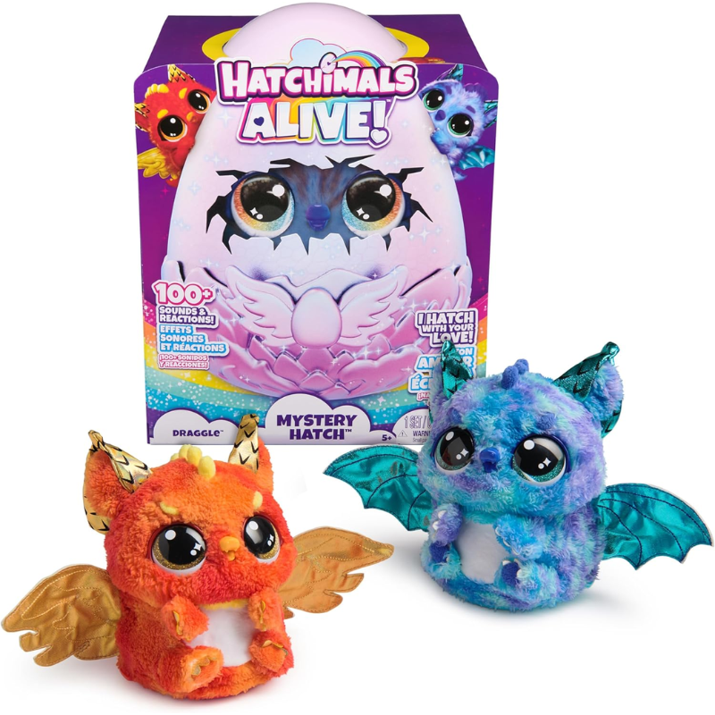 Juguete Huevo Hatchimals Alive Mascota Interactiva Dragón Azul y Naranja