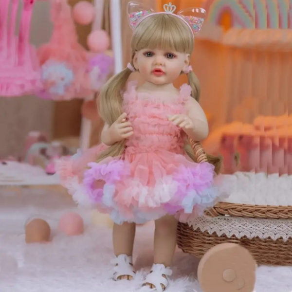 Muñeca Reborn Bebe Real Cuerpo De Silicona Cabello Rubio Katia