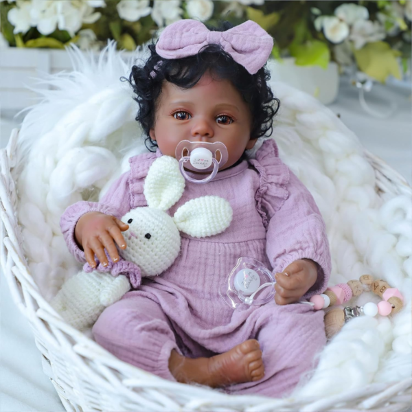 Bebe Real Muñeca Reborn Cuerpo Suave Afroamericana Aida