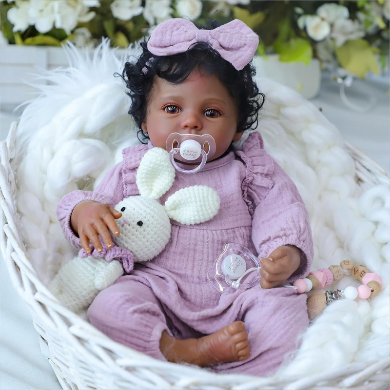 Bebe Real Muñeca Reborn Cuerpo Suave Afroamericana Aida