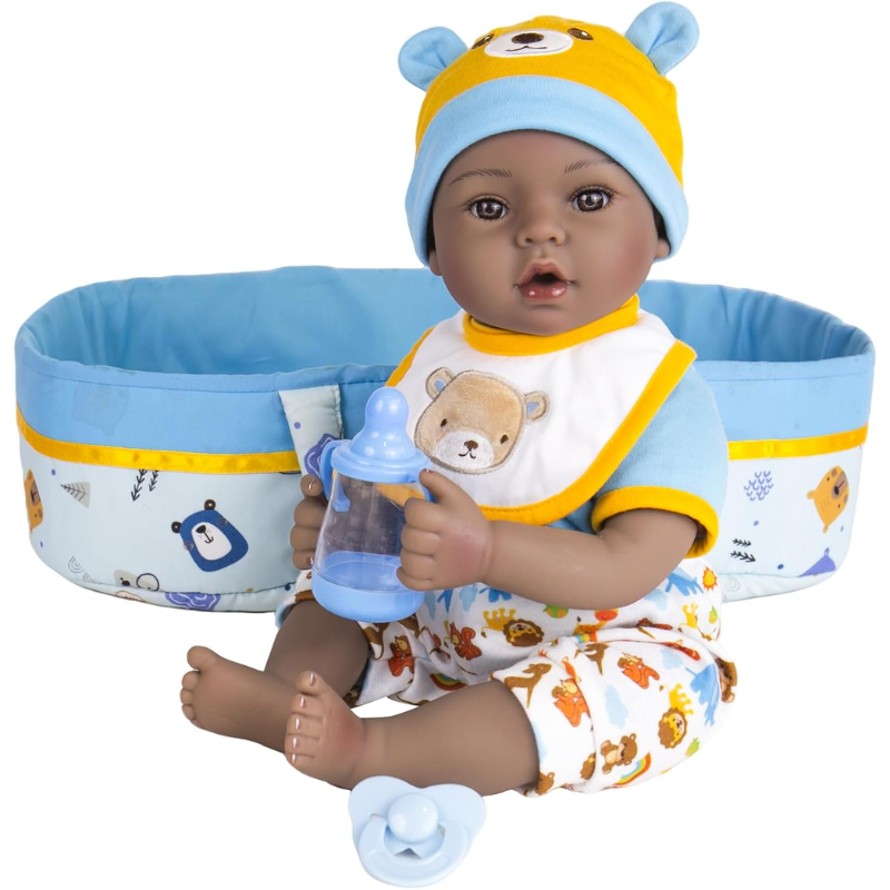 Bebe Real Muñeco Reborn Cuerpo Suave Afroamericano Con Cuna Maximiliano