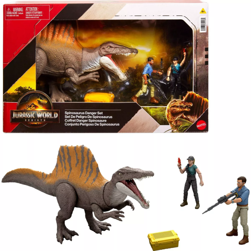 Figuras Jurassic World Rebirth con un Spinosaurus