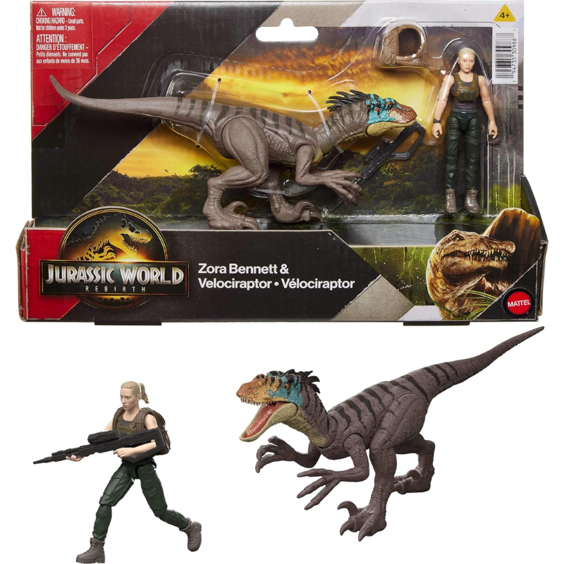 Figuras Velociraptor Y Zora Bennett Jurassic World Rebirth