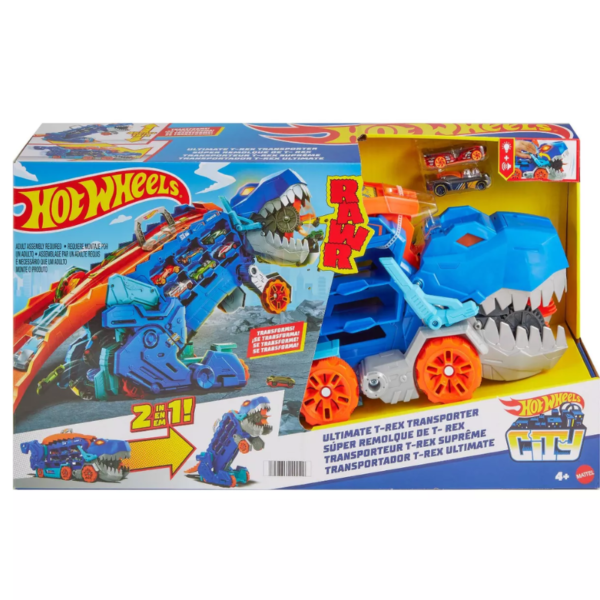 Hot Wheels City Pista De Juguete Súper Remolque De T-rex Multicolor