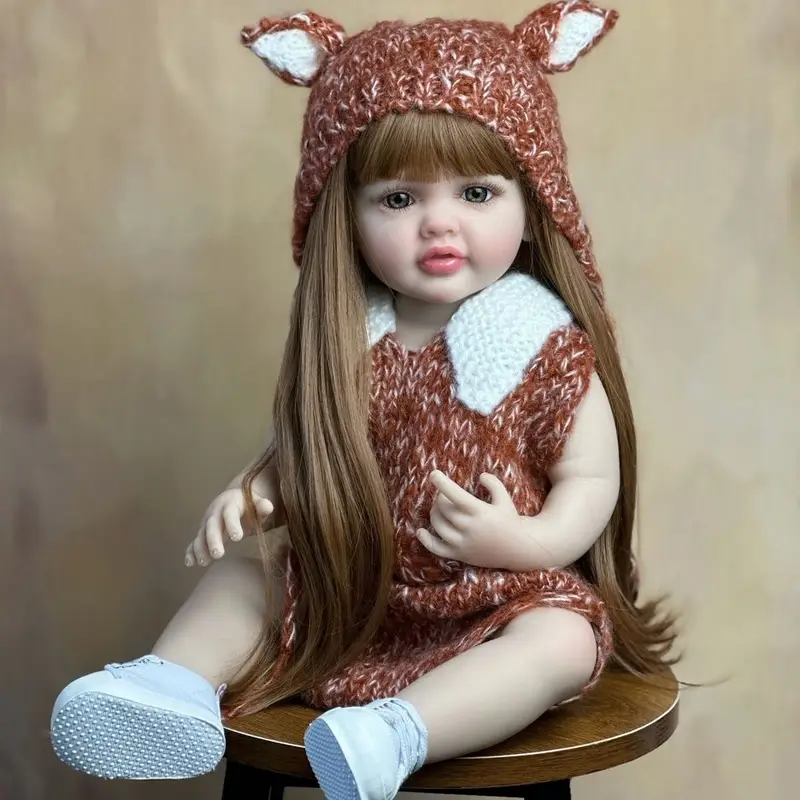 Muñeca Reborn Silicona Cafe Cabello Castaño María Jose