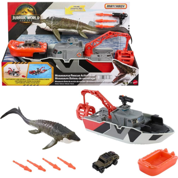 Dinosaurio Jurassic World Mosasaurus Rebirth Barco Rescate