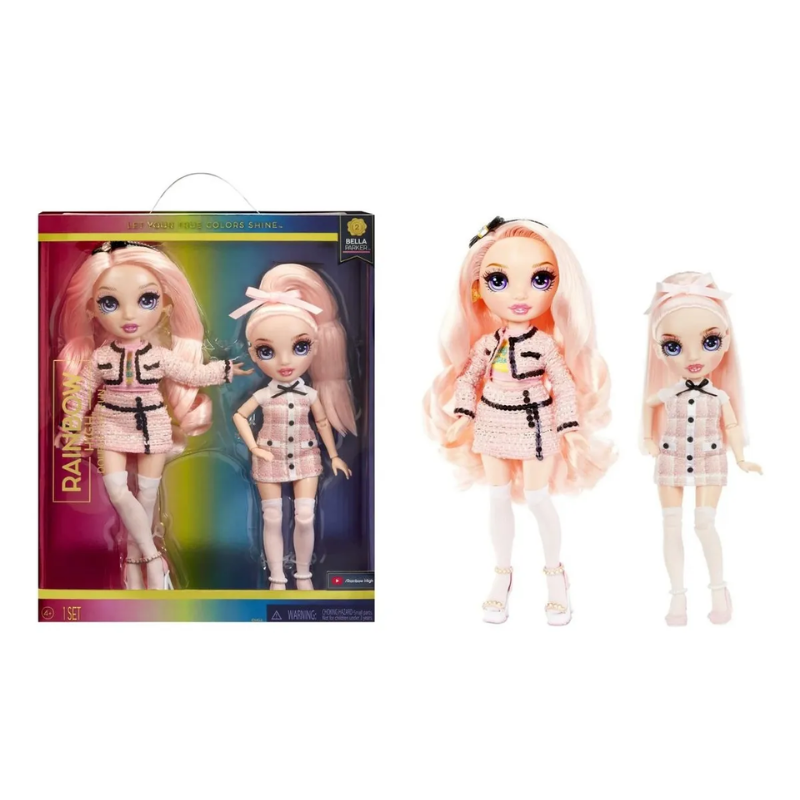 Muñeca Rainbow High Bella Parkers + Junior Pack X2