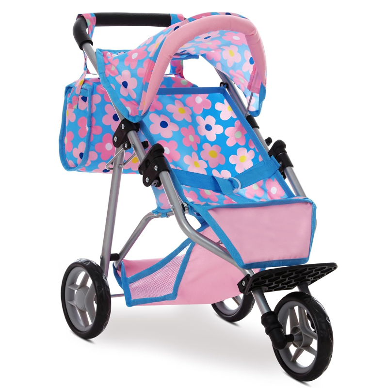 Coche Paseador Para Muñecas Reborn con Bolso Flores