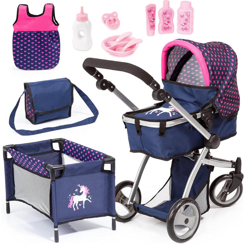 Coche Para Bebes Reborn Realista Con Cuna Bolso Y Accesorios