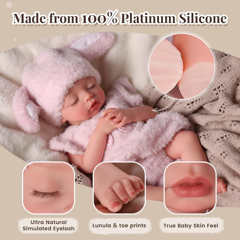 Muñeca Bebé Real Reborn Con Cuerpo Silicona Blanda Flexible Elizabeth 30 cm - Imagen 3