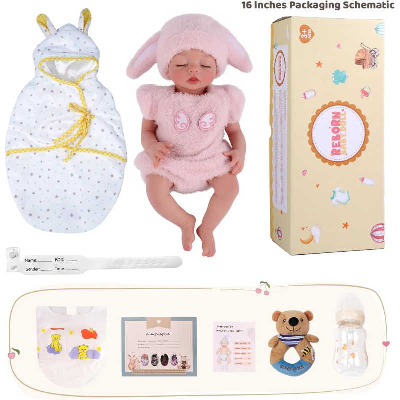 Muñeca Bebé Real Reborn Con Cuerpo Silicona Blanda Flexible Elizabeth 30 cm - Imagen 4