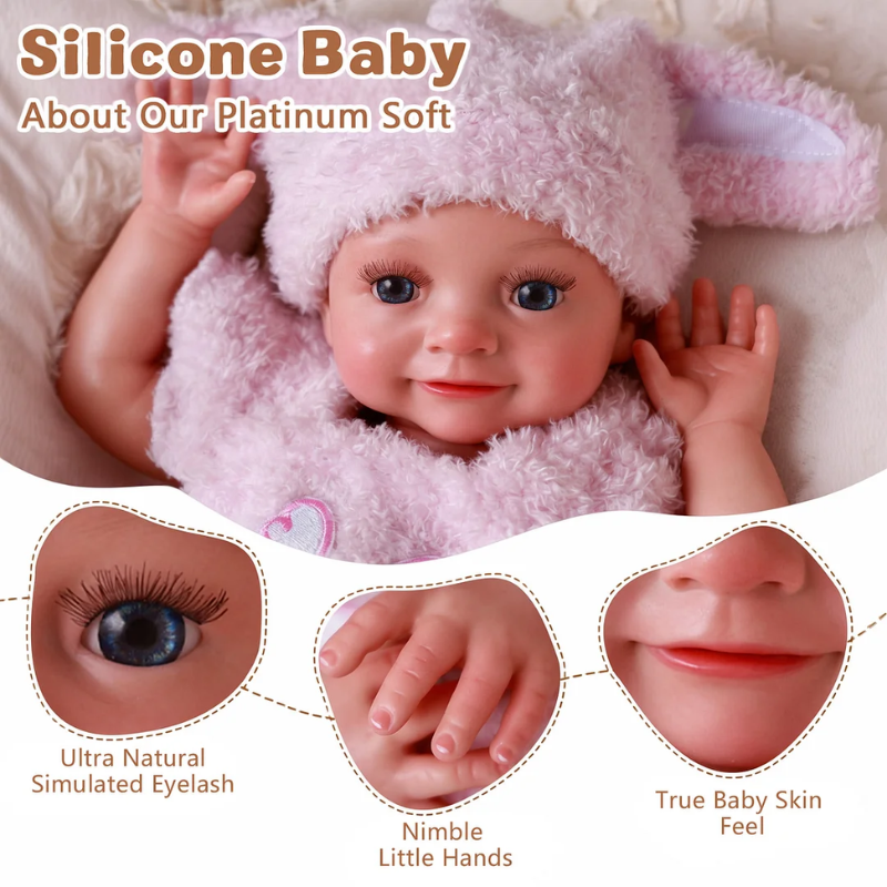 Muñeca Bebé Real Reborn Con Cuerpo Silicona Blanda Flexible Heidy 37 cm - Imagen 2