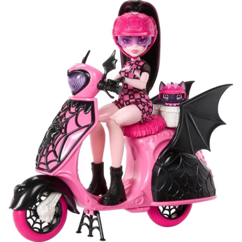 Muñeca Monster High Draculaura En Moto Scooter Mascota - Imagen 2