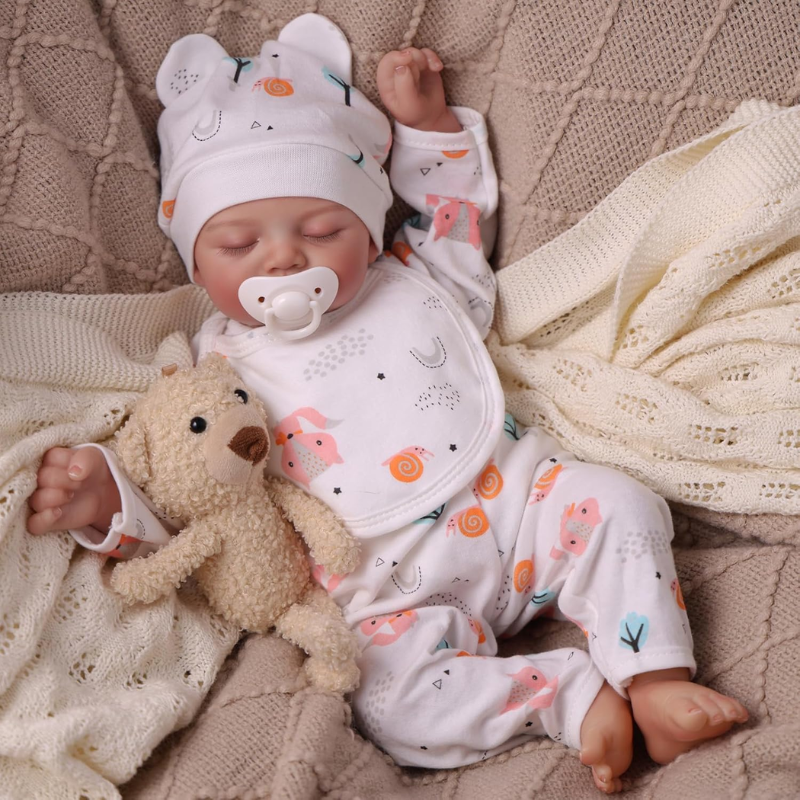 Muñeca Real Bebe Reborn Cuerpo De Algodón Gisella 45 Cm