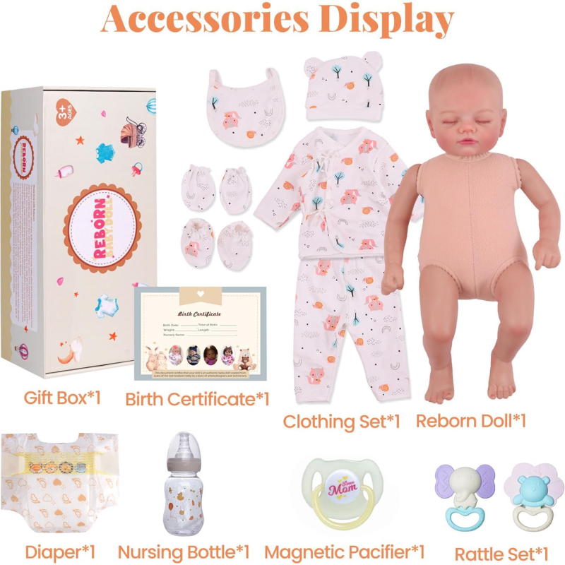 Muñeca Real Bebe Reborn Cuerpo De Algodón Gisella 45 Cm - Imagen 3