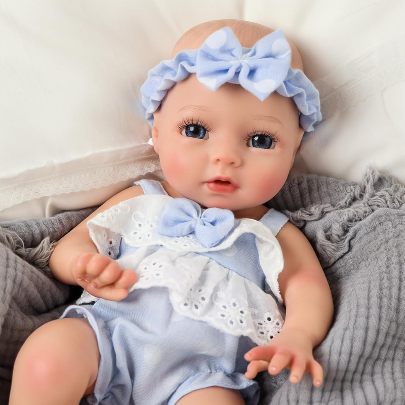 Muñeca Real Bebe Reborn Cuerpo De Silicona Flexible Halsey 37 cm