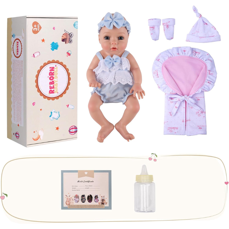 Muñeca Real Bebe Reborn Cuerpo De Silicona Flexible Halsey 37 cm - Imagen 3