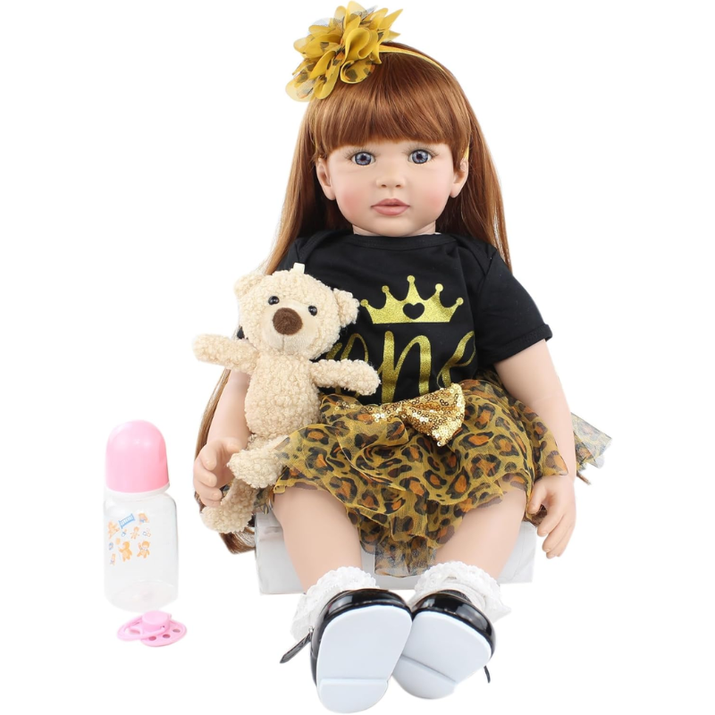 Muñeca Reborn Cuerpo De Algodón Cabello Largo 60 cm Talia