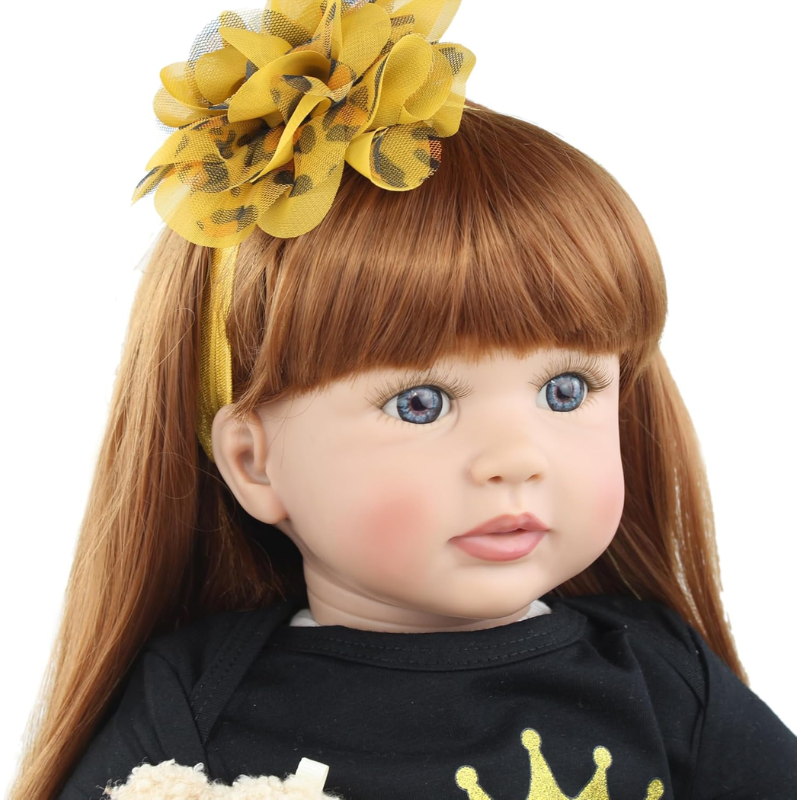 Muñeca Reborn Cuerpo De Algodón Cabello Largo 60 cm Talia - Imagen 3