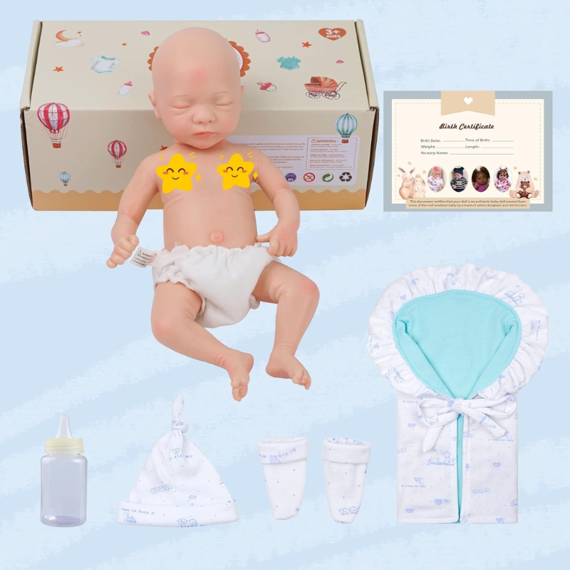 Muñeco Bebé Reborn Silicona Blanda Flexible con ojos cerrados Ethan 30 cm - Imagen 3