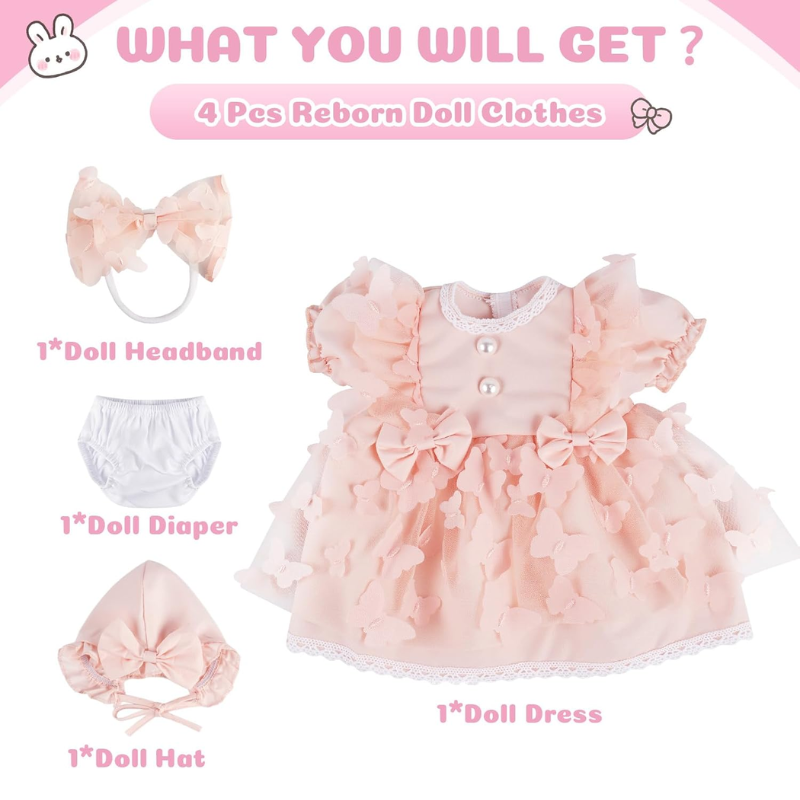 Vestido Ropa Para Bebes Reborn Muñecas Realistas 43 cm a 55 cm - Imagen 3