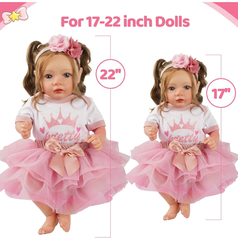Vestido Ropa Para Bebes Reborn Muñecas Realistas 43 cm a 55 cm Rosado - Imagen 2