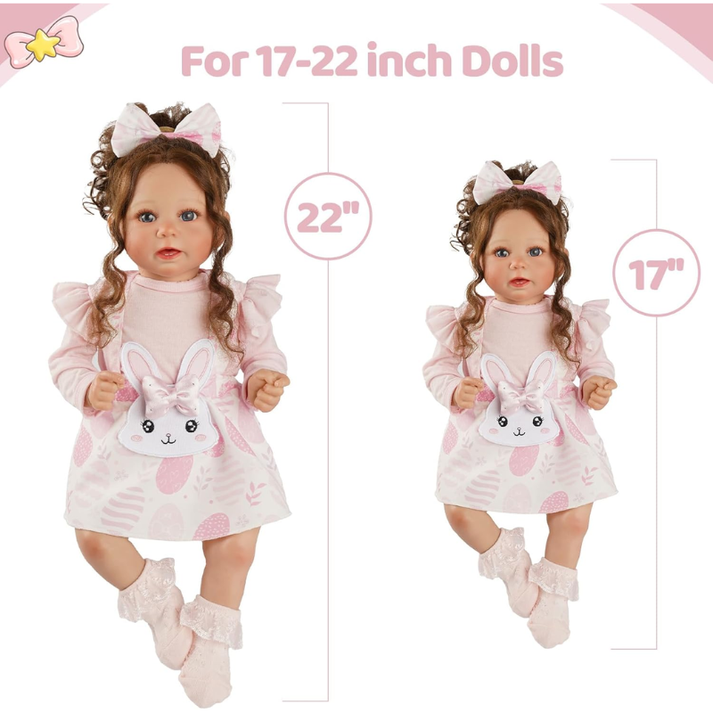 Vestido Ropa Para Bebes Reborn Muñecas Realistas 43 cm a 55 cm -Rosado Conejo - Imagen 2