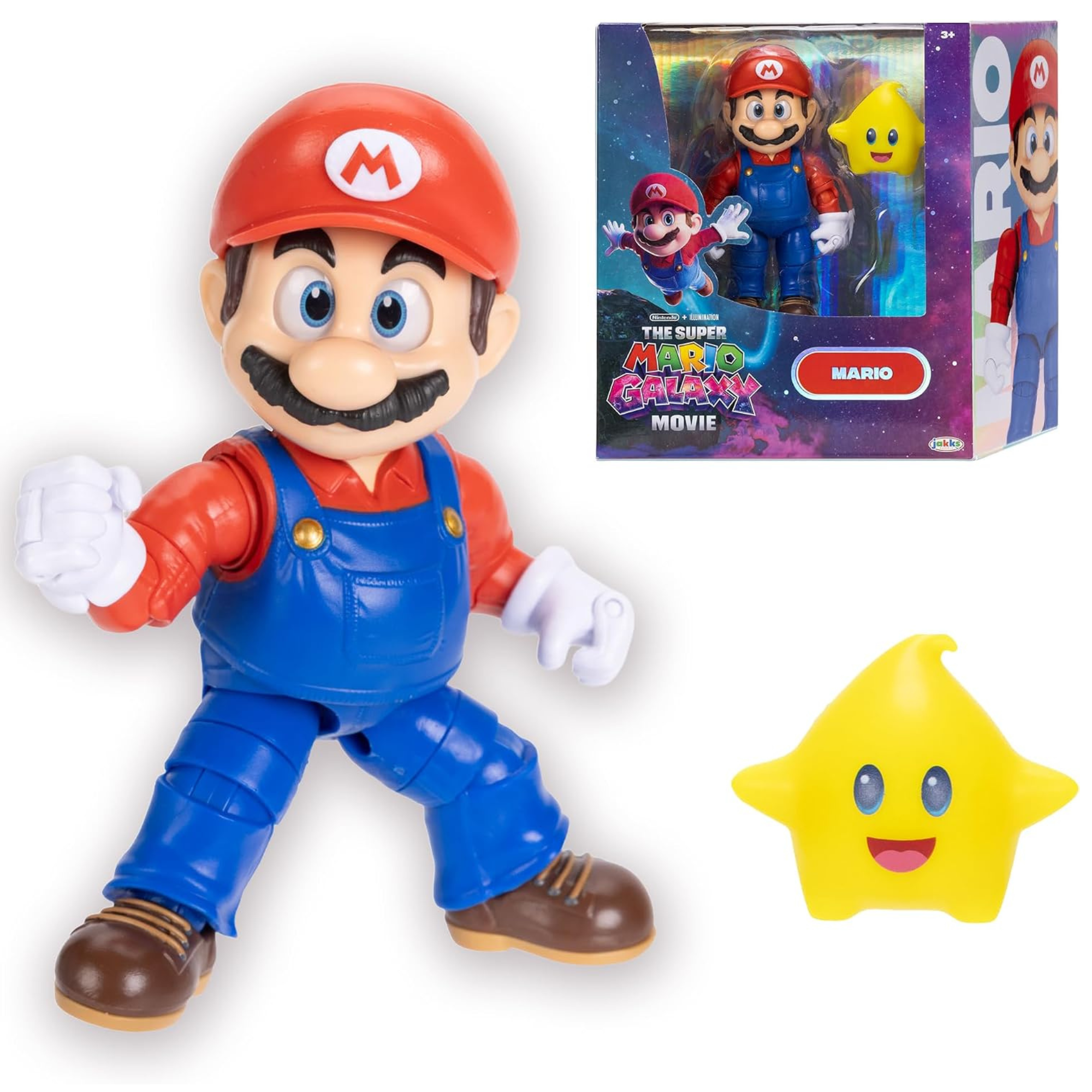 Super Mario Galaxy Figura de Mario con estrella que brilla en la oscuridad